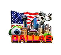 Aimant de réfrigérateur Dallas Texas USA en bois 3D monuments de voyage souvenirs de collection décoration fait main -1551