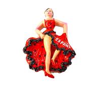 aimant de réfrigérateur. danseuse de flamenco espagnol avec jambes. Drapeau espagnol Robe à pois avec figurine de châtaignettes. Éventail sévillana