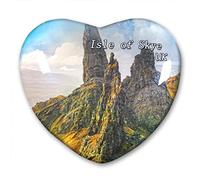 Aimant de réfrigérateur de l'île de Skye du Royaume-Uni - Collection d'autocollants décoratifs - Souvenir de voyage en forme de cœur en cristal