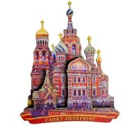 Aimant de réfrigérateur de Saint-Pétersbourg Russie - Souvenir de voyage - Accessoire de collection pour réfrigérateur - Artisanat créatif en bois - Décoration de la maison et de la cuisine