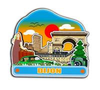 Aimant de réfrigérateur Dijon France en bois 3D monuments de voyage souvenir décoration fait main -3977