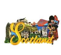 Aimant de réfrigérateur écossais Word Highland Piper Edinburgh Castle Souvenir Collage