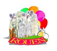 Aimant de réfrigérateur en bois 3D de France Rouen - Souvenirs de collection - Fait à la main - 157