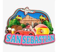 Aimant de réfrigérateur en bois 3D de Saint-Sébastien Espagne Fait à la main Souvenirs de voyage Décoration de la maison Cadeau -662