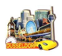 Aimant de réfrigérateur en bois 3D Dusseldorf Allemagne - Souvenirs de voyage - Décorations faites à la main