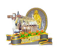 Aimant de réfrigérateur en bois 3D en Allemagne Aix-la-Chapelle, souvenir de voyage, décoration faite à la main -216