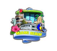 Aimant de réfrigérateur en bois 3D Miami Beach Florida USA - Fait à la main