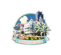 Aimant de réfrigérateur en bois Miami Beach Floride USA Amérique mignon 3D City Voyage Souvenirs Artisanat Artisanat Réfrigérateur Autocollants Maison Tableau Blanc Décor Collection Cadeau