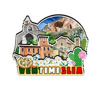 Aimant de réfrigérateur en bois Ventimiglia Ligurie Italie Art Souvenirs Collection créative Fait à la main Voyage Maison Bureau Cadeaux Paysage Réfrigérateur Décor 2815