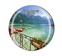 Aimant de réfrigérateur en cristal - Collection souvenir du lac Annecy France