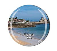 Aimant de réfrigérateur en cristal Saint Jean-de-Luz - Souvenir de touriste - Collection cadeau - Décoration de cuisine - Autocollant magnétique pour réfrigérateur