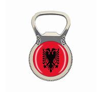Aimant de réfrigérateur en forme de drapeau national de l'Albanie - Cadeau souvenir de voyage - Décapsuleur de bière - Décapsuleur de bouteille de bière - Décoration pour la maison et la cuisine