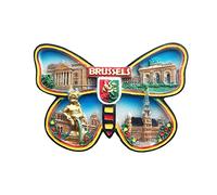 Aimant de réfrigérateur en forme de papillon de Bruxelles Belgique - Souvenir de voyage - Décoration de réfrigérateur 3D - Autocollant magnétique peint à la main