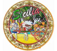 Aimant de réfrigérateur en forme de poussette Sicilia Italie Souvenir de voyage Décoration 3D Collection artisanale