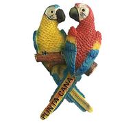 Aimant de réfrigérateur en résine 3D solide représentant un ara de Punta Cana Dominica - Souvenir touristique - Cadeau chinois - Fabriqué à la main - Décoration de maison et de cuisine