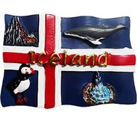 Aimant de réfrigérateur en résine avec drapeau de l'Islande - Décoration souvenir - Tableau blanc