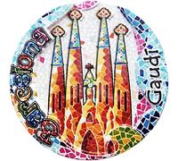 Aimant de réfrigérateur en résine Barcelone - Motif mosaïque de Barcelone - Décoration souvenir - Pour tableau blanc