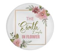 Aimant de réfrigérateur en verre avec inscription « The Earth Laughs In Flower » - Couronne florale de verdure - Aimants esthétiques pour tableau blanc