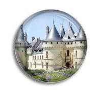 Aimant de réfrigérateur en verre motif château de Loire de France - Souvenirs de réfrigérateur - Joli aimant en cristal - Décoration pour tableau blanc, bureau, maison