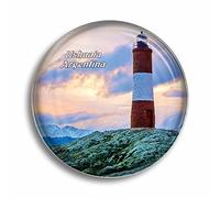 Aimant de réfrigérateur en verre motif phare d'Argentine Ushuaia - Souvenirs de réfrigérateur - Décoration pour tableau blanc, bureau, maison