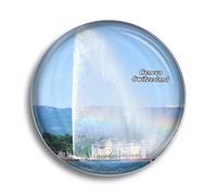 Aimant de réfrigérateur en verre pour réfrigérateur Motif fontaine à jet suisse Lac Genève Décoration pour tableau blanc bureau maison cadeau