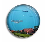 Aimant de réfrigérateur en verre souvenir du lac de France Evian-les-Bains - Décoration pour tableau blanc, bureau, maison