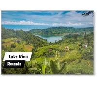 Aimant de réfrigérateur Fields by Lake Kivu, Rwanda