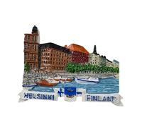 Aimant de réfrigérateur Finlande Helsinki - Architecture nordique, port et bateaux - Aimant 3D souvenir - Décoration magnétique de collection - Idée cadeau voyage collection L297