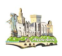Aimant de réfrigérateur France Avignon en bois 3D monuments de voyage souvenir de collection décoration fait à la main