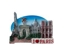 Aimant de réfrigérateur France Paris - Tour Eiffel et Arc Triomphe, Notre Dame - Aimant 3D Souvenir - Décoration Magnétique de Collection - Idée Cadeau Voyage Collection W17