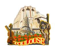 Aimant de réfrigérateur France Toulouse en bois 3D monuments de voyage souvenirs de collection décoration fait à la main -180