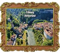 Aimant de réfrigérateur Fribourg Suisse Souvenir tourisme Décoration de réfrigérateur Aimant