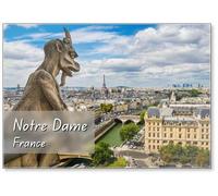Aimant de réfrigérateur Gargouille sur Notre-Dame avec horizon de Paris