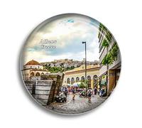 Aimant de réfrigérateur Grèce Plaka Athènes - Souvenirs de réfrigérateur - Joli aimant en cristal - Décoration pour tableau blanc, bureau, maison, cadeau