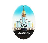 Aimant de réfrigérateur Holy City Makkah en Arabie saoudite - Souvenir de voyage - Décoration magnétique - Autocollant peint à la main