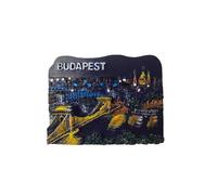 Aimant de réfrigérateur Hongrie Budapest Pont des chaînes de nuit L156 | Aimant de réfrigérateur Hongrie Budapest Pont des chaînes nocturnes - Aimant 3D Souvenir Collection L156