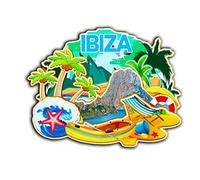 Aimant de réfrigérateur Ibiza Espagne Espagne en bois 3D monuments de voyage souvenirs de collection décoration fait main -2452