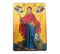 Aimant de réfrigérateur icône orthodoxe Vierge Marie Athonitissa (Panagia Athonitissa) - Style byzantin - Décoration d'intérieur chrétienne - Petite icône grecque - 8 x 5,5 cm