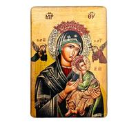 Aimant de réfrigérateur Icône orthodoxe Vierge Marie (Theotokos) - Style byzantin - Décoration d'intérieur chrétienne religieuse - Petite icône grecque - 8 x 5,5 cm