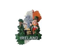 Aimant de réfrigérateur Irlande Dublin Leprechaun croix celtique trèfle | Aimant de réfrigérateur Irlande Dublin - Léprechaun, croix celtique, harpe et trèfle - Aimant 3D souvenir collection L162