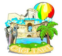 Aimant de réfrigérateur Italie Cagliari en bois 3D monuments de voyage souvenirs de collection décoration fait main -142