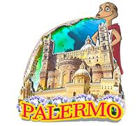 Aimant de réfrigérateur Italie Palerme en bois 3D monuments de voyage souvenirs de collection décoration fait main -114