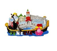 Aimant de réfrigérateur Italie Venise avec gondole et fond ville 3D de résine de collection 9 x 6 cm 60443