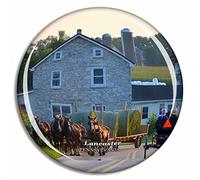 Aimant de réfrigérateur Lancaster The Amish Farm and House Pennsylvania USA - Cadeau de voyage - Collection souvenir - Verre cristal 3D