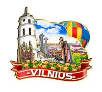 Aimant de réfrigérateur Lituanie Vilnius en bois 3D monuments de voyage souvenirs de collection décoration fait à la main
