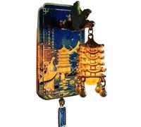 Aimant De Réfrigérateur Lumineux en Forme De Tour De Grue Jaune, Lanterne Lumineuse en Métal 3D, Point De Repère Décoratif for Réfrigérateur, Paysage Culturel(Blue)