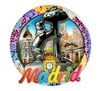 Aimant de réfrigérateur Madrid | Souvenir de voyage avec l'ours et l'arbousier | Souvenir décoratif avec mosaïque colorée | Cadeau original de la capitale de l'Espagne | Finition 3D