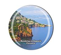 Aimant de réfrigérateur Mandelieu la Napoule Provence France - Souvenir touriste en cristal - Collection cadeau magnétique pour réfrigérateur