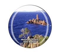 Aimant de réfrigérateur Massif de l'Esterel Saint Raphael France - Souvenir touriste en cristal - Cadeau de collection magnétique pour réfrigérateur