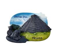 Aimant de réfrigérateur Mexique Chichen Itza Maya Pyramide Kukulcan H22 | Aimant de réfrigérateur Mexique Chichen Itza Maya - Pyramide Kukulcan et Chacmool - Aimant 3D souvenir collection H22
